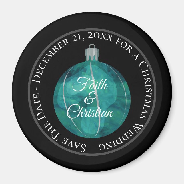 Imán Ornamento navideño de franjas verde azuladas/Guard (Frente)