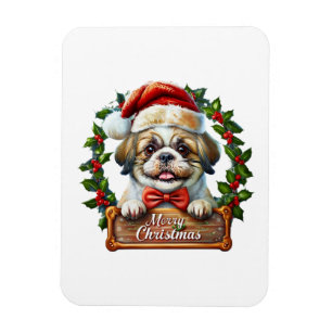 Imán Ornamento navideño de perro lindo - Feliz Navidad