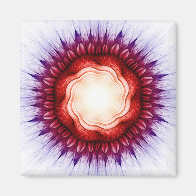 Imán Ornamento rojo floral giratorio (Frente)