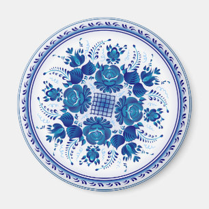Imán Ornamento tradicional ruso en el estilo de Gzhel