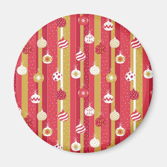 Imán Ornamentos del árbol de navidad rojo amarillo (Frente)