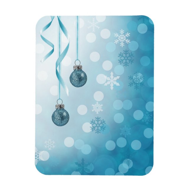 Imán Ornamentos navideños de Blue Faux Purpurina (Vertical)