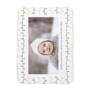 Imán Ornamentos navideños negros de oro divertido blanc