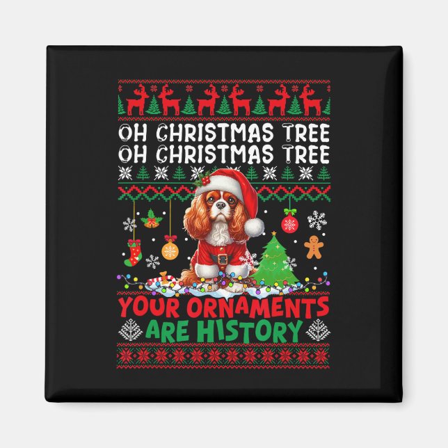 Imán Ornamentos navideños son historia Cavalier King Ch (Frente)