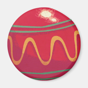 Imán Ornamentos rojos y verdes retros del navidad