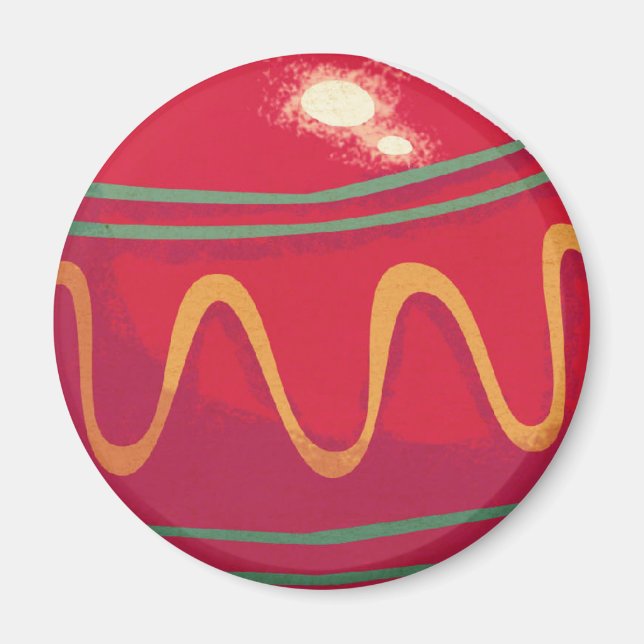 Imán Ornamentos rojos y verdes retros del navidad (Frente)