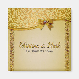 Imán Ornate Elegant Retro Abstract Flores y hojas