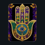 Imán  Ornate Gold Third Eye Hamsa<br><div class="desc">Whether worn as a piece of jewelry, displayed as an art piece, or used as a decorative element, the Hamsa with the third eye serves as a powerful reminder of the importance of spiritual growth, insight, and protection. It encourages individuals to open their minds and hearts to the unseen realms...</div>