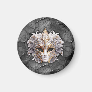 Imán Ornate Gold / White Details on Gray Marble
