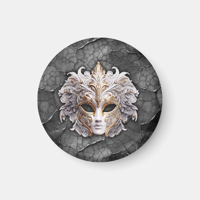 Imán Ornate Gold / White Details on Gray Marble (Frente)