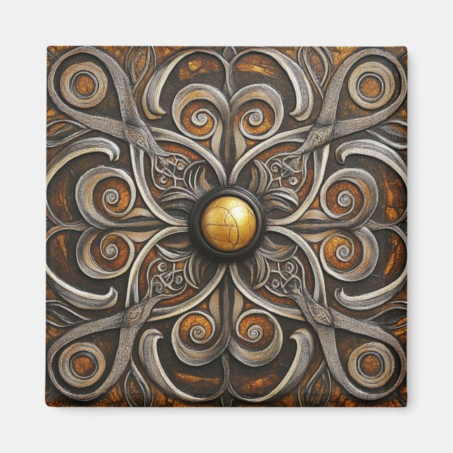 Imán Ornate Scrollwork con Golden Center (Frente)