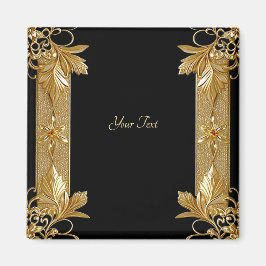 Imán Oro Black Ornate Floral Magnet