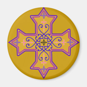 Imán Oro bonito y cruz copta rosada