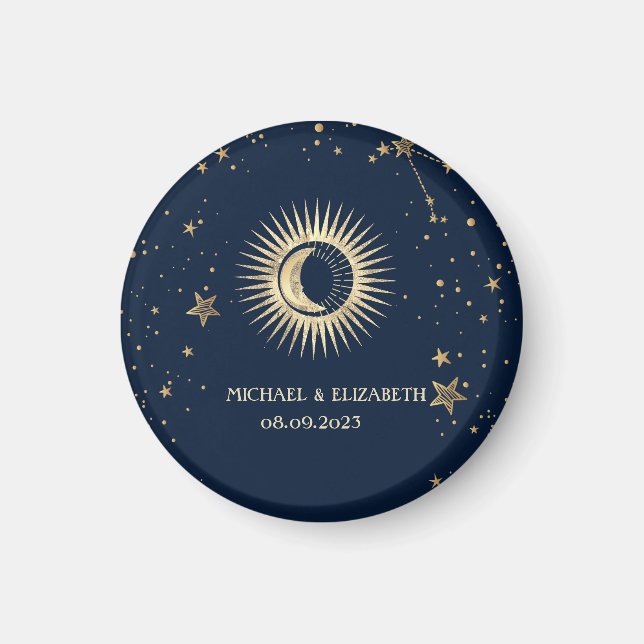 Imán Oro Celestial Sol Y Luna Estrellas (Frente)