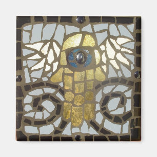 Imán Oro con alas de Hamsa con el ojo azul