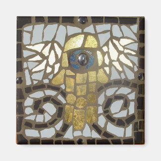 Imán Oro de Hamsa alada con ojos azules