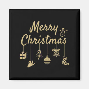Imán Oro de Ornamentos de Feliz Navidad