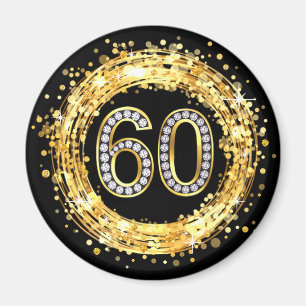 Imán Oro del confeti el del purpurina del número 60