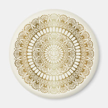 Oro elegante en Cream Lotus Henna Mandala