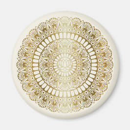 Imán Oro elegante en Cream Lotus Henna Mandala