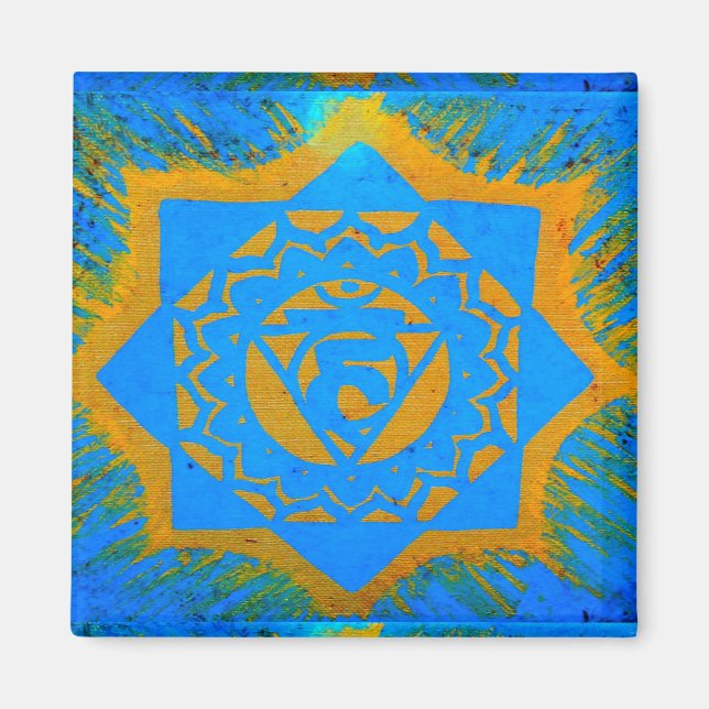 Imán oro en símbolo azul tántrico (Frente)
