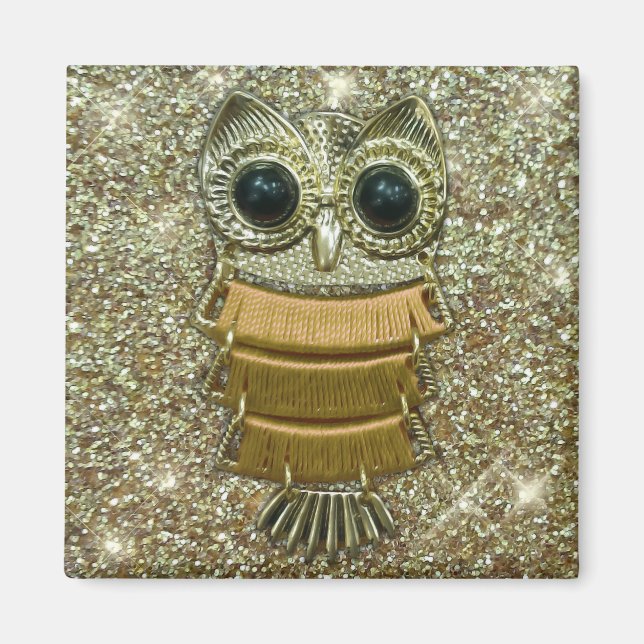 Imán Oro Jewel Owl (Frente)