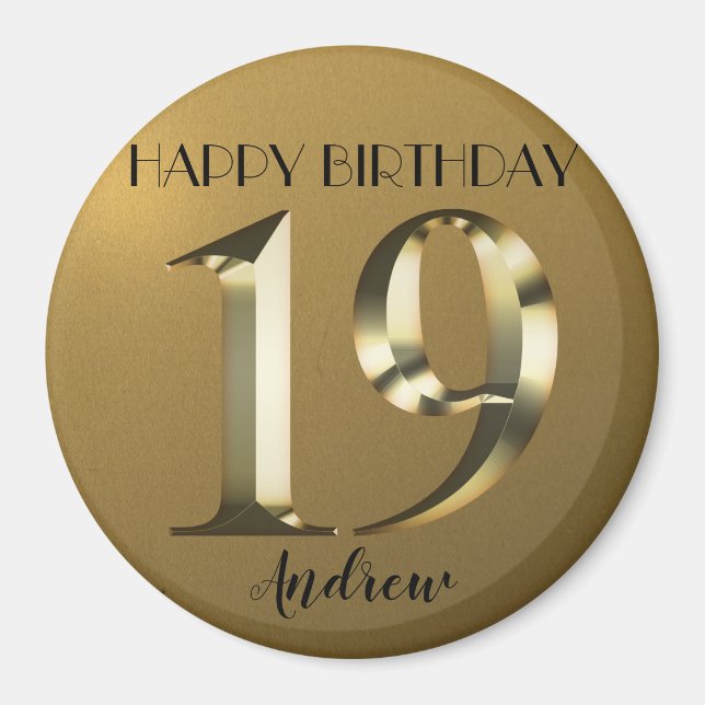 Imán Oro metálico de 19 años (Frente)