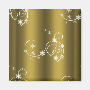 Imán Oro metálico, Navidades de Swirls Blancos