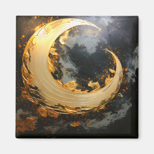 Imán Oro Negro Remolino Abstracto Moderno Luna