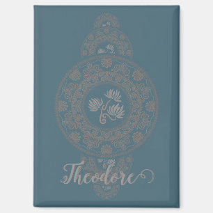 Imán Oro personalizado Rococo Lotus Ornamentala