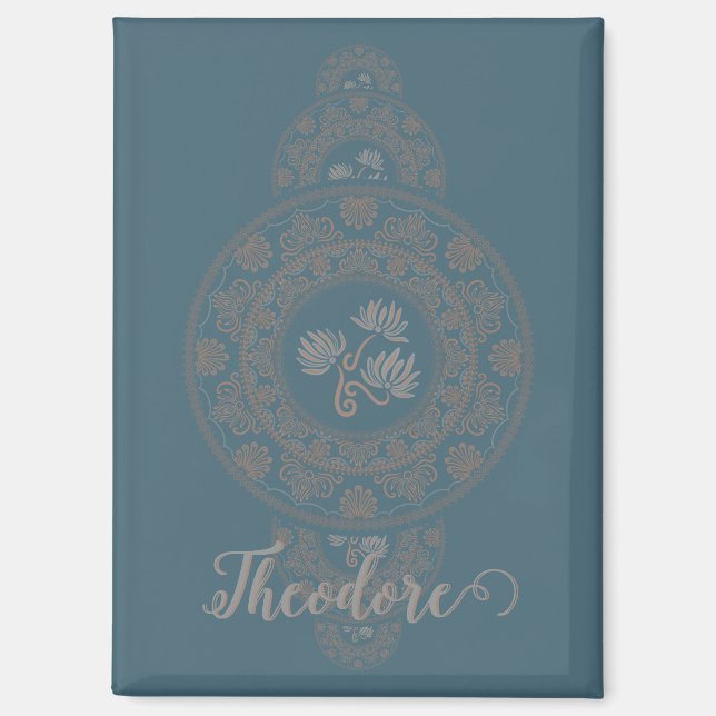 Imán Oro personalizado Rococo Lotus Ornamentala (Anverso)