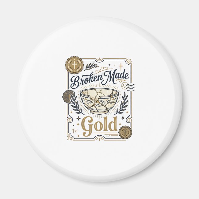 Imán Oro Roto Hecho Jesús Kintsugi Loza Rota Cr (Frente)
