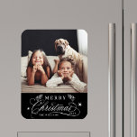 Imán Oro y negro Romántico Fotos de Navidad<br><div class="desc">Romántico y elegante imán de cocina de vacaciones. Para una personalización más avanzada de este diseño,  haga clic en el enlace Personalizar Más adelante para cambiar el tipo de letra,  tamaño,  color,  etc.</div>