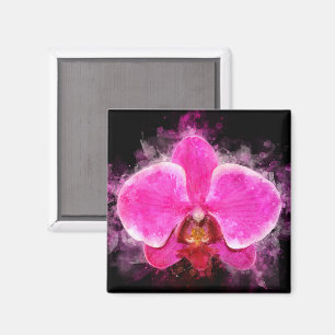 Imán Orquídea acuarela - rosa bb 02