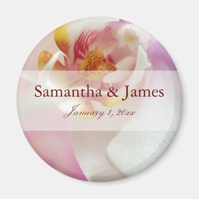 Imán Orquídea blanca y roja oscura interior (Frente)