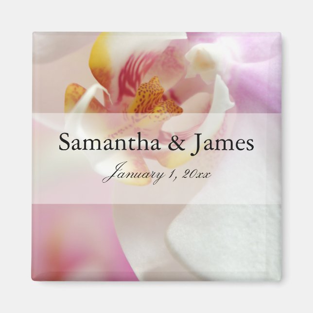 Imán Orquídea blanca y roja oscura interior (Frente)