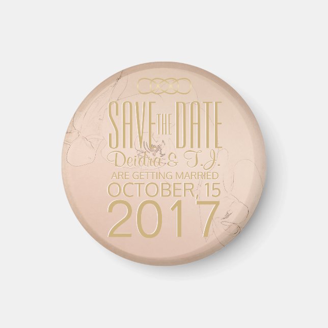 Imán Orquídea Rubor Gold Save the Date Magnet (Frente)