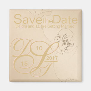 Imán Orquídea Rubor Gold Save the Date Magnet