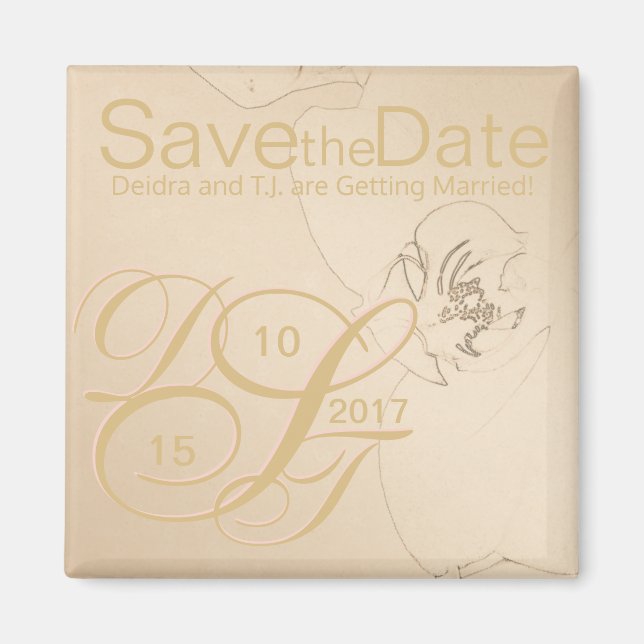 Imán Orquídea Rubor Gold Save the Date Magnet (Frente)