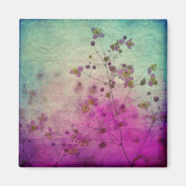 Imán Orquídea verde azulada púrpura, floral y guion