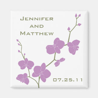 Imán Orquídeas Boda Magnet - Oliva y Violeta Vintage