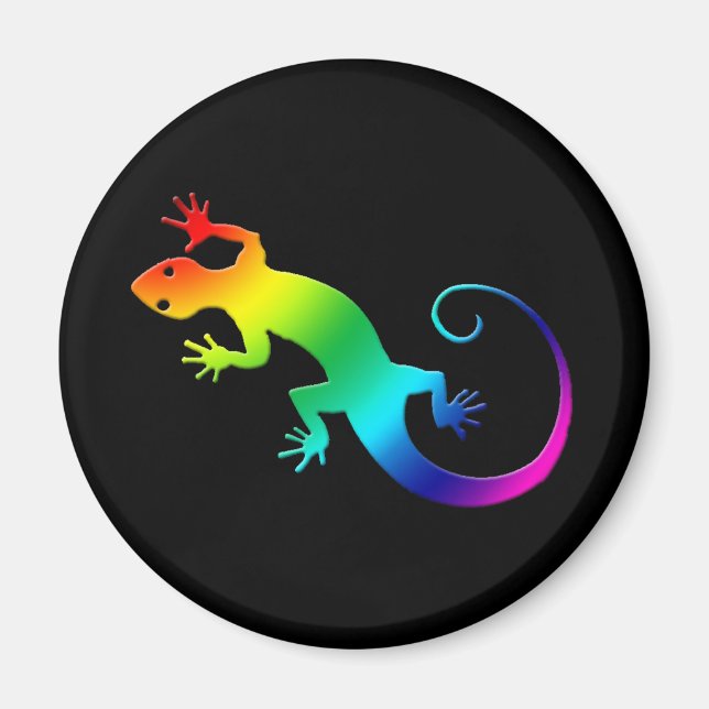 Imán oscuro de Gecko arcoiris (Frente)