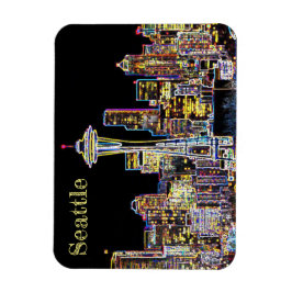 Imán Oscuro sea la noche - Luminoso Skyline Seattle