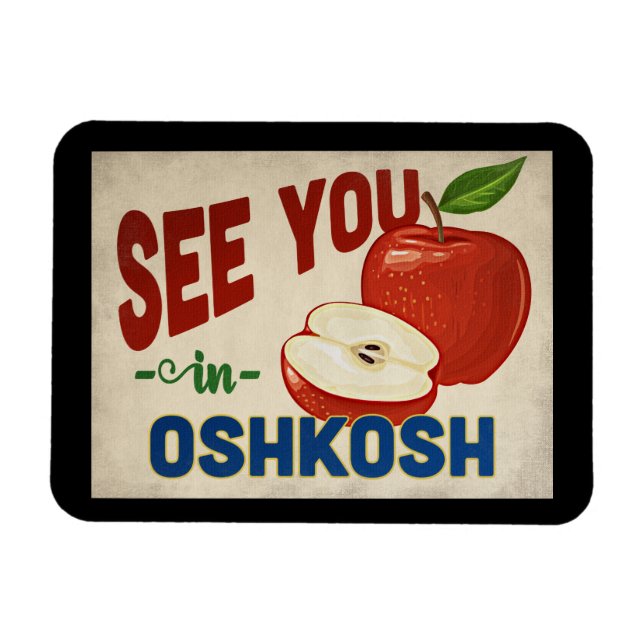 Imán Oshkosh Wisconsin Apple - Viajes de época (Horizontal)