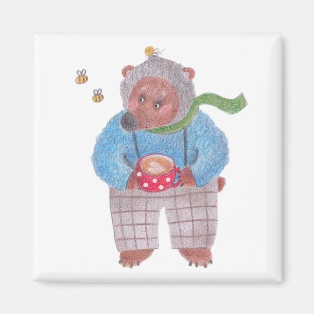 Imán Oso, abejas y capuchino (Frente)