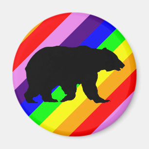 Imán Oso Arcoíris Grizzly Silueta Colorida Orgullo