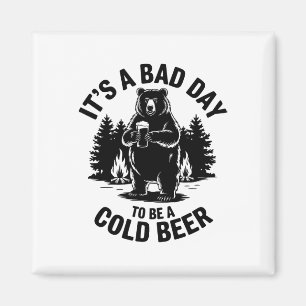 Imán Oso bebiendo cerveza acampando divertido es un mal