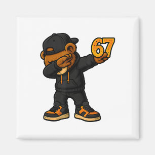 Imán Oso Dabbing 67 Meme Divertido Brainrot Hip Hop Niñ