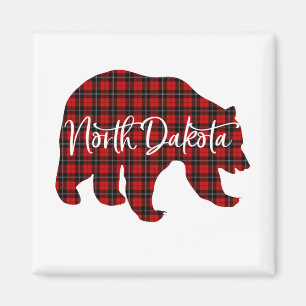 Imán Oso de Dakota del Norte con placas rojas pajama