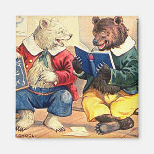 Imán Oso de lectura vintage
